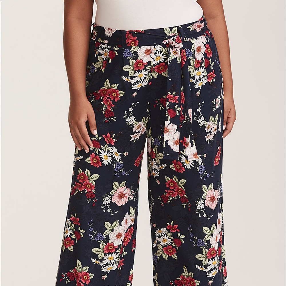 Torrid Navy Floral Challis Pants